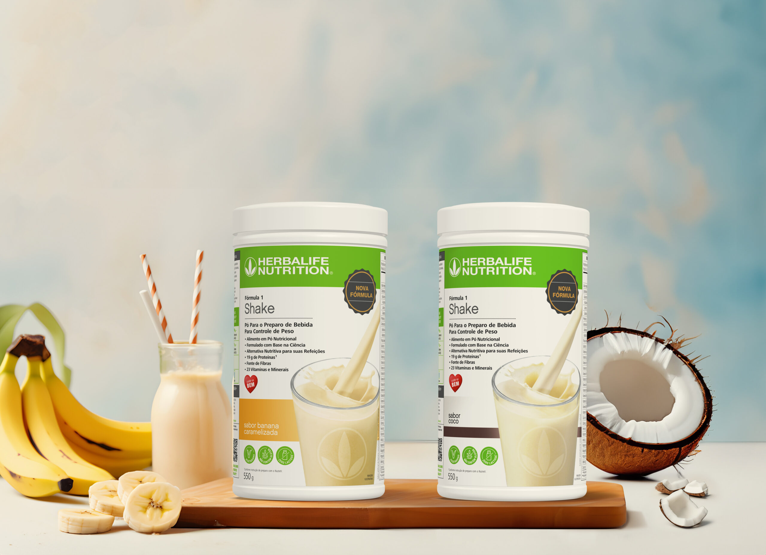 Você está visualizando atualmente Herbalife lança novos sabores de shake vegetariano: Coco e Banana Caramelizada