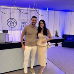 Carol Teixeira e Edson Fernandes na conferência da Medical San