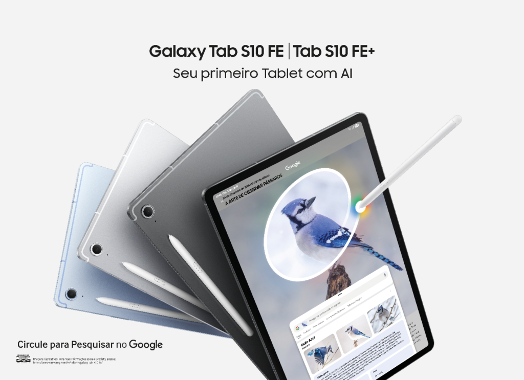 Galaxy Tab S10 FE no Brasil: IA, design premium e versatilidade