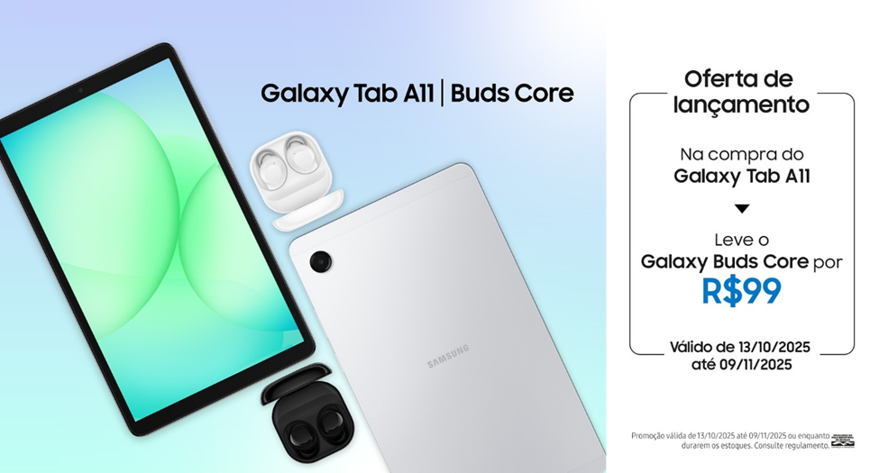 Galaxy Tab A11 com IA traz multitarefas e acesso inteligente